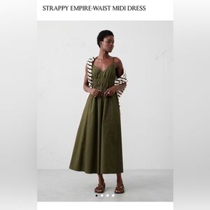NWT Banana Republic Strappy Empire-Waist Midi Dress in Olive Green size XXS